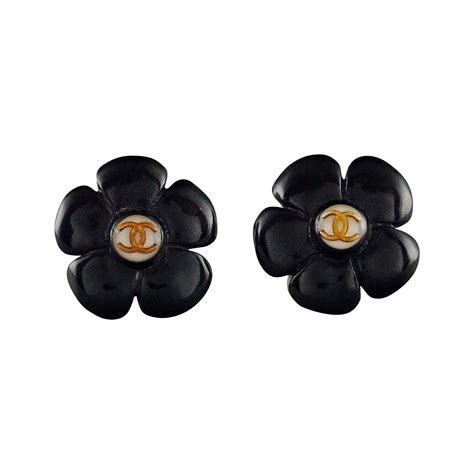 chanel black motif floral earrings|chanel jewelry earrings.